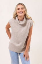 Load image into Gallery viewer, 100% Merino Wool (Cashfeel) Roll Neck Vest Side Splits - Wheat