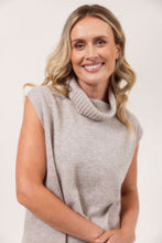 Load image into Gallery viewer, 100% Merino Wool (Cashfeel) Roll Neck Vest Side Splits - Wheat