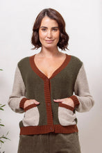 Load image into Gallery viewer, Spliced Moss Stitch Cardi - Khaki Combo