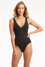 Load image into Gallery viewer, Eco Essentials Spliced Waisted One Piece / Black