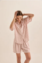 Load image into Gallery viewer, Evie Pink Stripe Linen Short Set