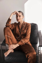 Load image into Gallery viewer, Titiana Brown Satin Long PJ