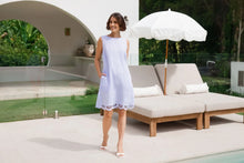 Load image into Gallery viewer, Shell Embroidery Linen Dress Sky Blue
