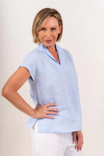 Load image into Gallery viewer, Cap Sleeve Collared Linen Top