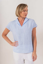 Load image into Gallery viewer, Cap Sleeve Collared Linen Top