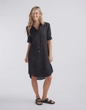 Load image into Gallery viewer, Hettie Linen Shirt Dress - Black