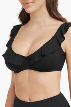 Load image into Gallery viewer, Essentials F Cup Frill Underwire Bra - Black
