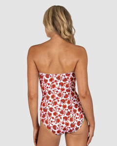 Flamenco Bandeau One Piece Swimsuit white Print