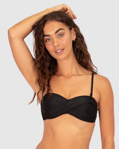 Rococco Twist Bandeau Bikini Bra Top / Black