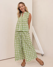 Load image into Gallery viewer, Shirred Waist Cotton Pant - Pistachio Spot
