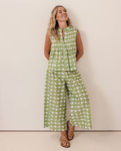 Load image into Gallery viewer, Shirred Waist Cotton Pant - Pistachio Spot
