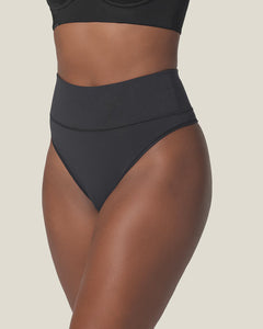 High-Waisted Seamless Moderate Shaper Thong Panty Black