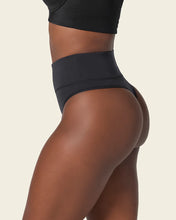 Load image into Gallery viewer, High-Waisted Seamless Moderate Shaper Thong Panty Black
