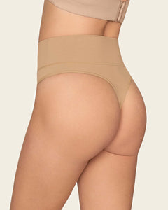 High-Waisted Seamless Moderate Shaper Thong Golden Beige (Light Brown)