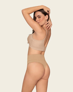 High-Waisted Seamless Moderate Shaper Thong Golden Beige (Light Brown)