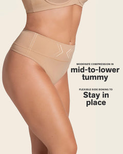 High-Waisted Seamless Moderate Shaper Thong Golden Beige (Light Brown)