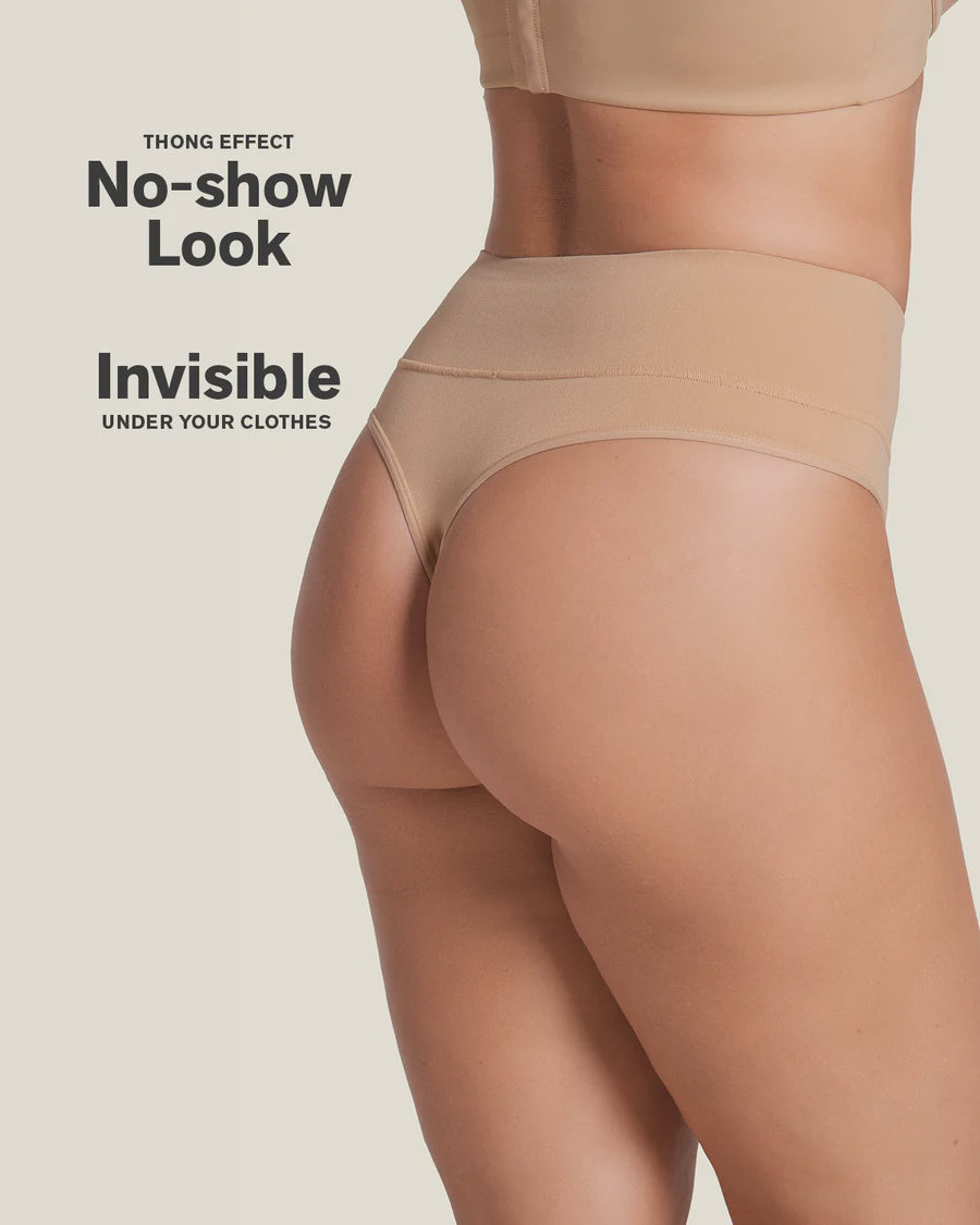 High-Waisted Seamless Moderate Shaper Thong Golden Beige (Light Brown)