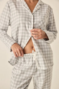 Cassia Light Grey Check Cotton PJ Set