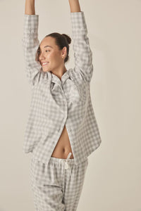 Cassia Light Grey Check Cotton PJ Set