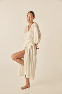 Henrietta Ivory Satin Robe