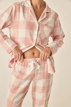Load image into Gallery viewer, Saffron Pink Check Cotton PJ Set
