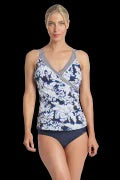 Load image into Gallery viewer, Anchor Gathered Surplice Singlet Navy
