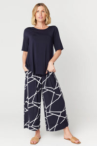 Culotte Resort Pant - Navy Marble