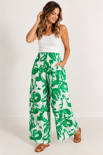 Load image into Gallery viewer, Emerald Garden Print Cotton Shirred Waist Pant
