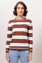 Load image into Gallery viewer, 100% Merino Wide Stripe Sweater Copper Combo
