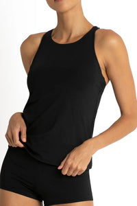 Basix High Neck Singlet - Black