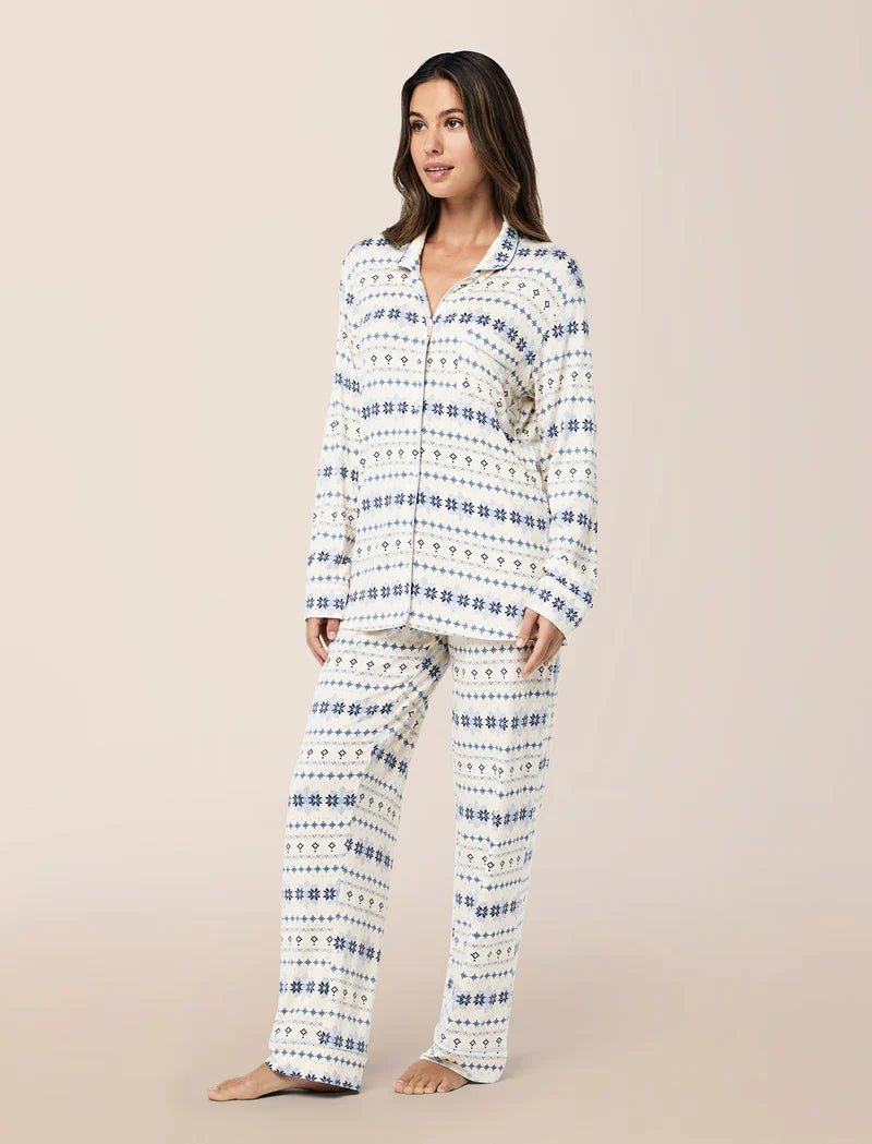 Kate Modal Soft Full Length Pj Set / Winter Blue Fairaisle