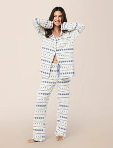 Kate Modal Soft Full Length Pj Set / Winter Blue Fairaisle