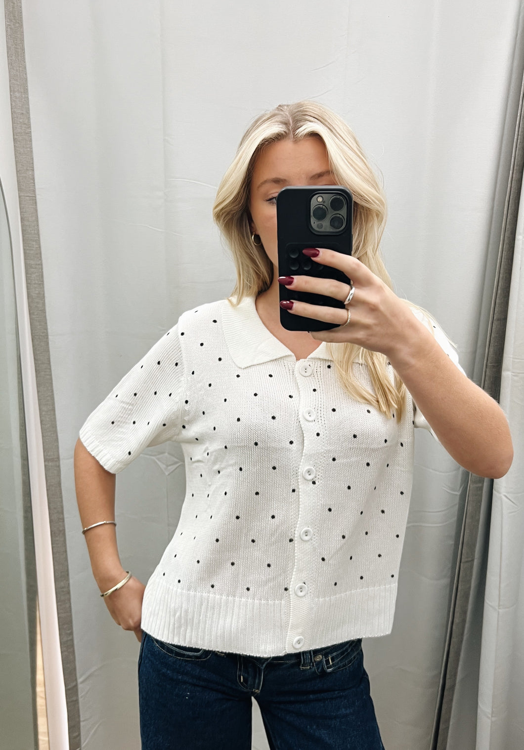 LL Polka Dot Button Top
