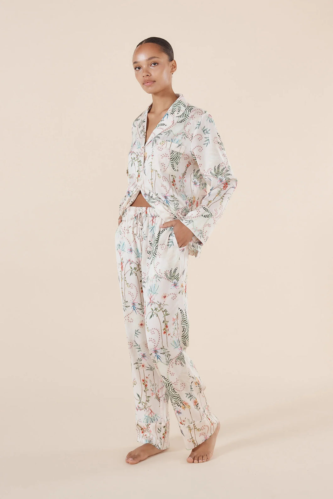 Maeve Botanical Print Satin PJ set
