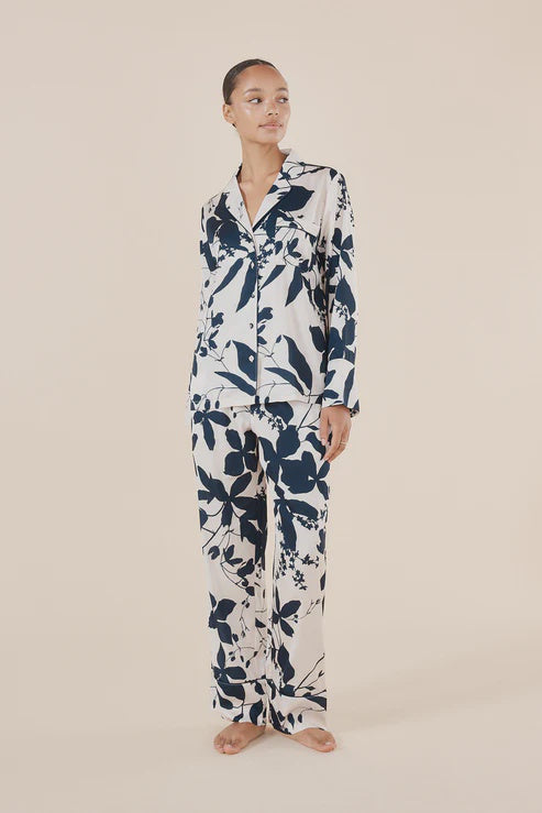 Ivy Silky Satin PJ Set Navy