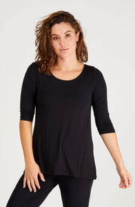 Tani 3/4 Sleeve Swing Top / Black