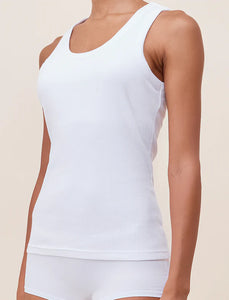 Milla Rib Shelf Bra Tank / White