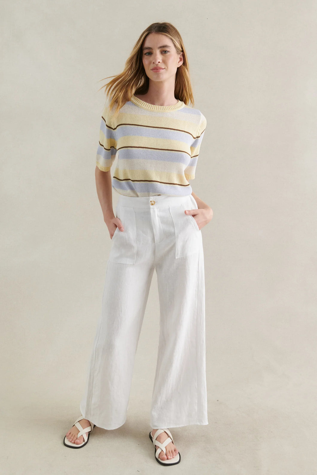 Little LIes Jude White Linen Pants