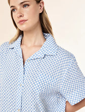Load image into Gallery viewer, Anais Short Sleeve Full Length PJ Set Clear Sky/Blue Check
