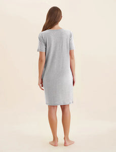 Jada Organic Cotton Knit Midi Nightie - Grey