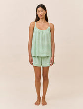 Load image into Gallery viewer, Seersucker Gingham Cami Boxer PJ - Apple Green
