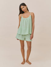Load image into Gallery viewer, Seersucker Gingham Cami Boxer PJ - Apple Green
