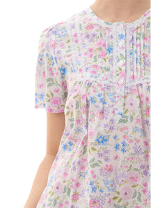 Givoni Evette Short Sleeve Short Nightie / Pink Blue