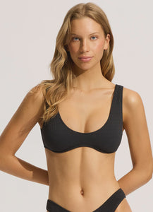 Sea Dive Multi Fit Longline Bikini Top - Black