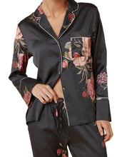 Load image into Gallery viewer, Ruby Floral Satin Pyjama Set - Black

