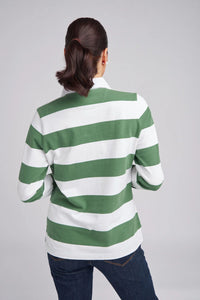 Stripe Collared Rugby Green/White