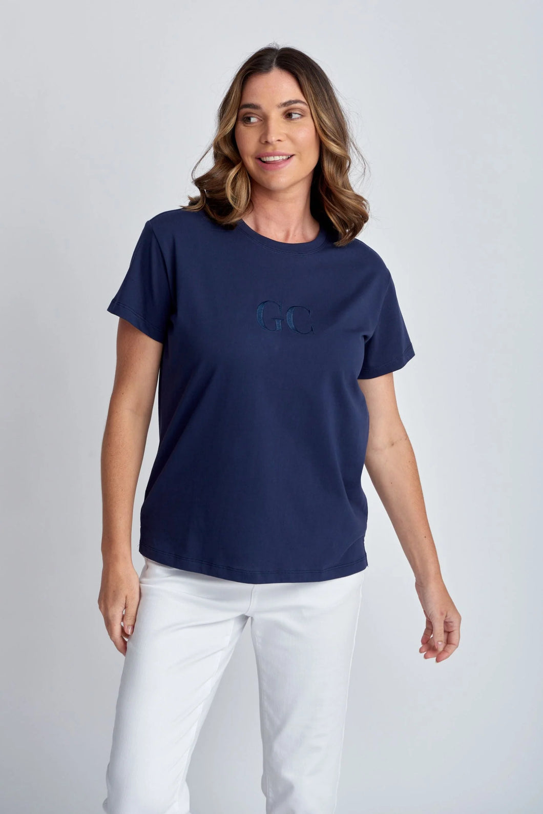 Cotton Crew Neck GC Logo Tee Navy