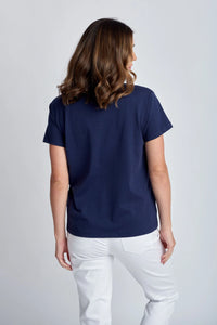 Cotton Crew Neck GC Logo Tee Navy