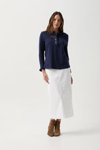 Load image into Gallery viewer, Frill Collar Long Sleeve Tee Parisian Night
