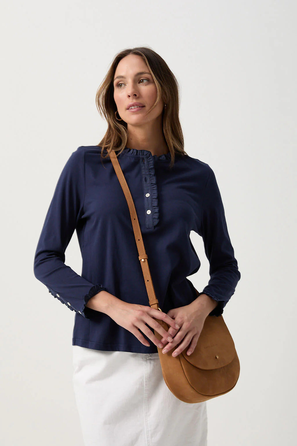 Frill Collar Long Sleeve Tee Parisian Night